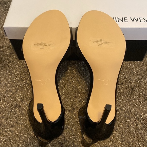 Nine West Ilene Dress Sandals Heels Black Transparent Top 4” Heel sz 9 NIB - Picture 7 of 7